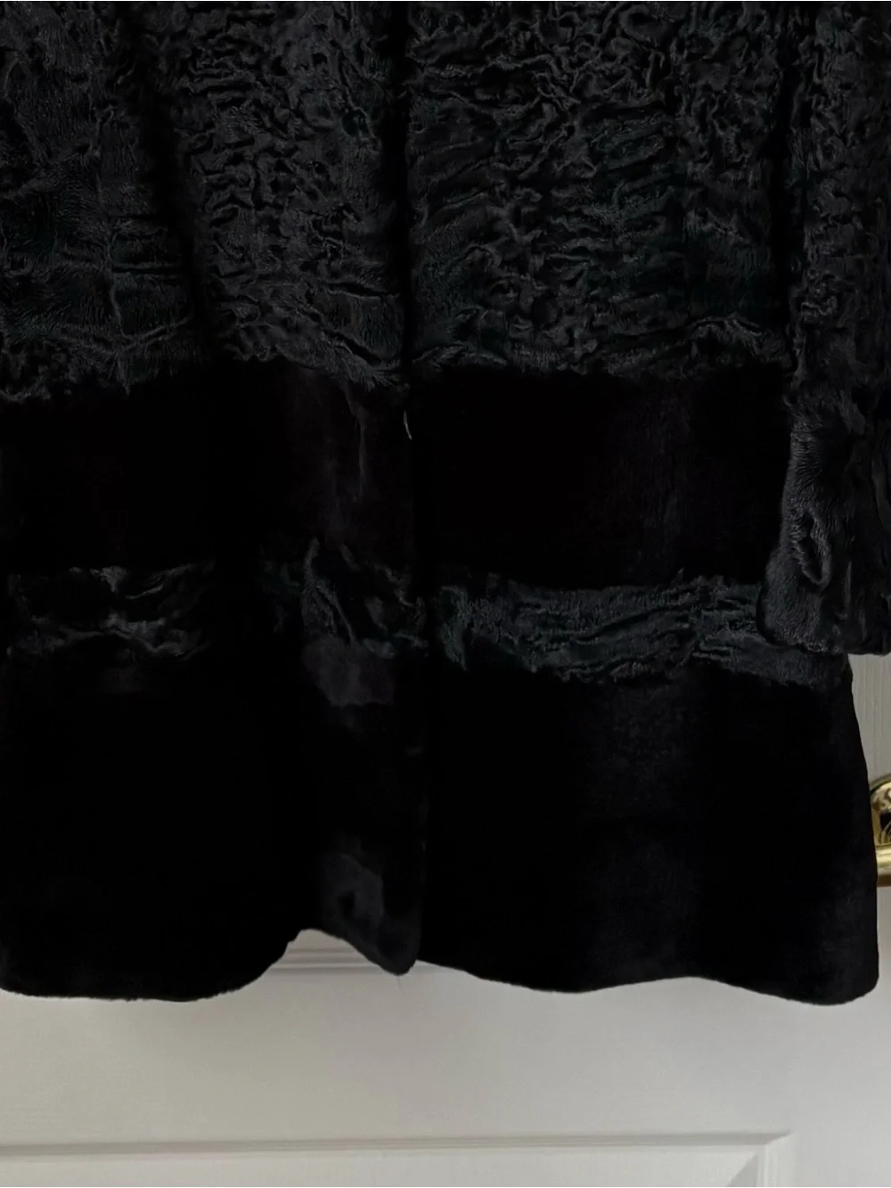 Black Persian Lamb Dress Coat trimmed in Black Mink
